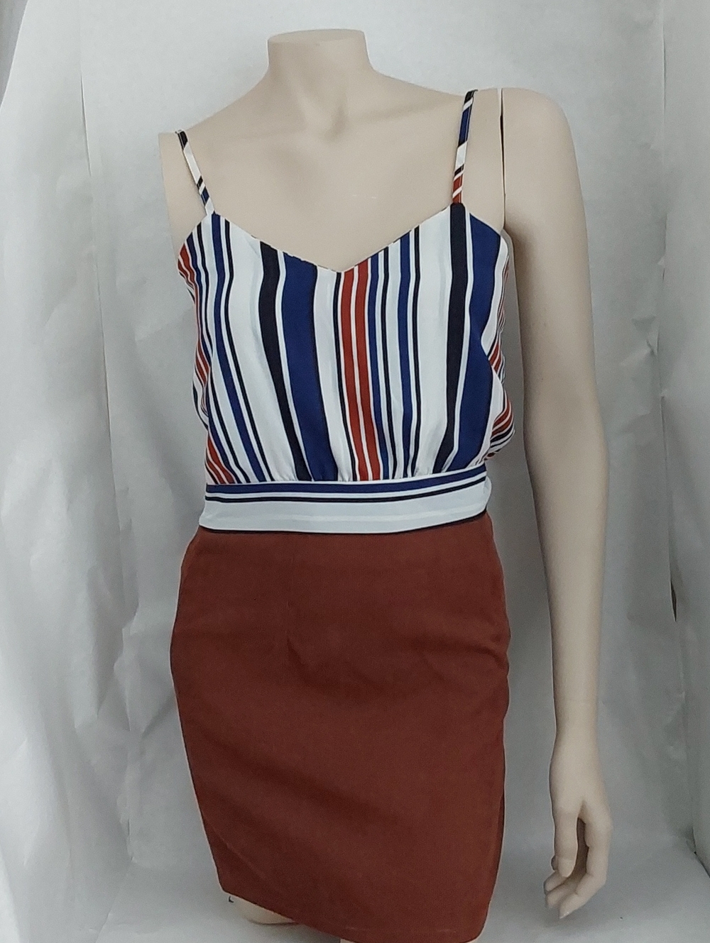 Shein High-Waist Mini Pencil Skirt - Rust Brown
